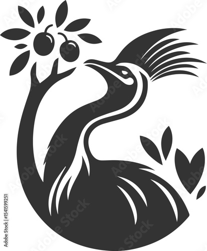 Vector bird cassowary black drawing animal silhouette
