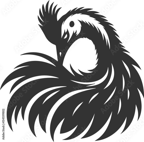 Vector bird cassowary black drawing animal silhouette