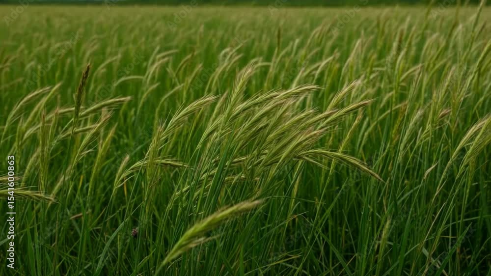 Grass Swaying Gently in the Wind on Green Meadow at Daylight Grass Swaying Gently in the Wind on Green Meadow at Daylight