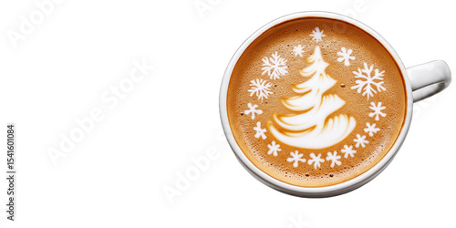Latte art of a Christmas tree