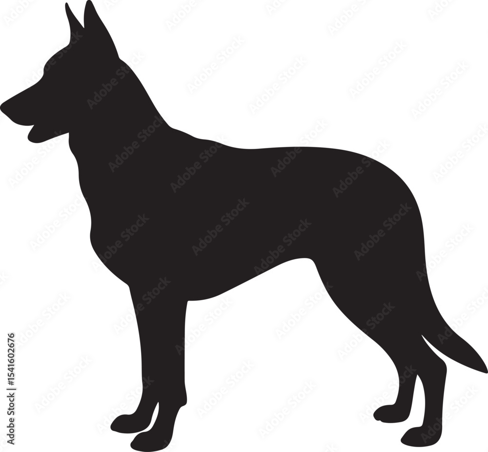 Side profile dog illustration in silhouette on white background Side profile dog illustration in silhouette on white background