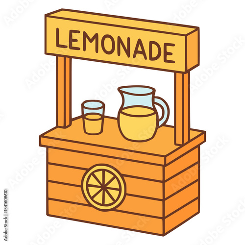 lemonade stand business isometric view flat color vector illustration template design