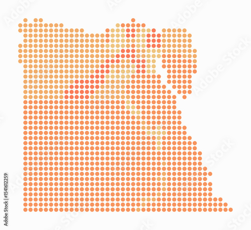 Egypt dotted map. Digital style map of the country on a white background. Egypt shape with circle dots. Colored dots style. Large size circles. Simple vector illustration.