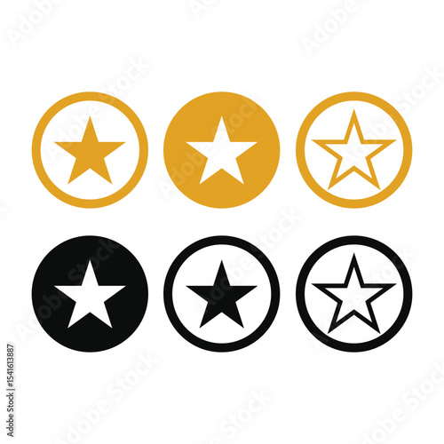 set of star icon vector design concept with circle