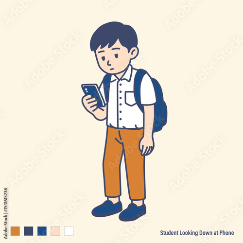 A Student Looking Down at Phone 