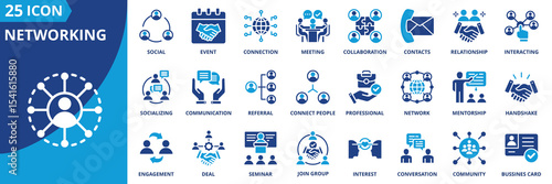 networking icon set collection in dual tone style. an icon pack contain social, event, connection, meeting, collaboration, contact, relationship, interacting, socializing, communication