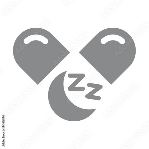 Sleeping pill vector icon. Sedative drug or medicine capsule for good night sleep.