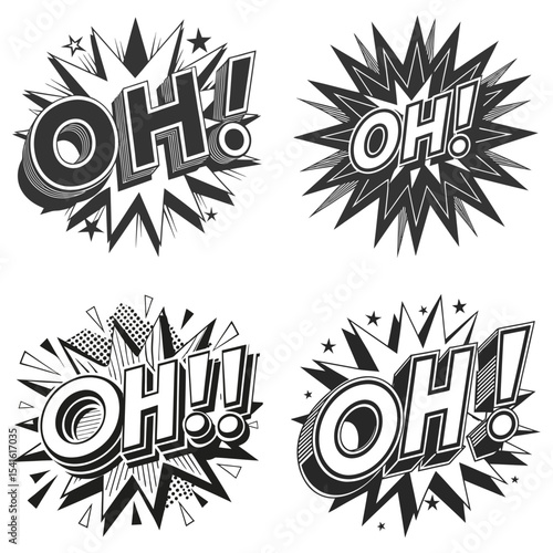 YES OH! silhouette sticker vector illustration isolated on white background.