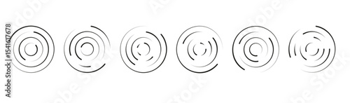 Concentric circle PNG. Dynamic radial burst with evenly spaced ripple rings. Geometric concentric cycle with thin outlined arcs