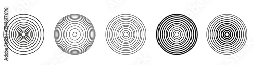 radial circle lines set PNG. Concentric Concentric circle wave pattern radiating outward from the center. Sonar or sound wave ring collection.