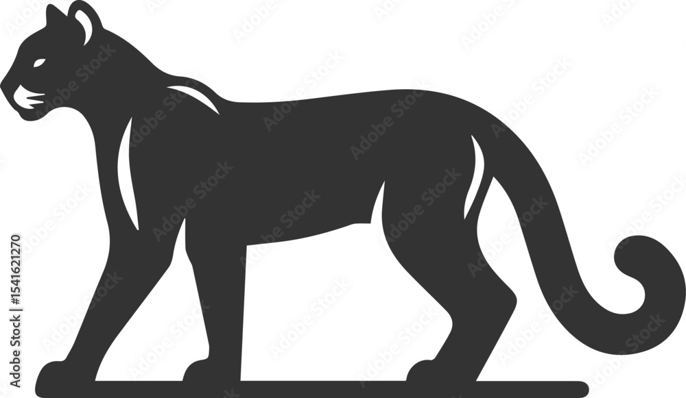 Fototapeta premium Wild animal cougar vector illustration silhouette