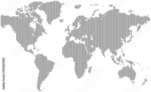 Vertical line shape world map showcasing land connections