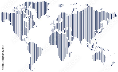 Vector art of vertical multicolour line shape world map for business