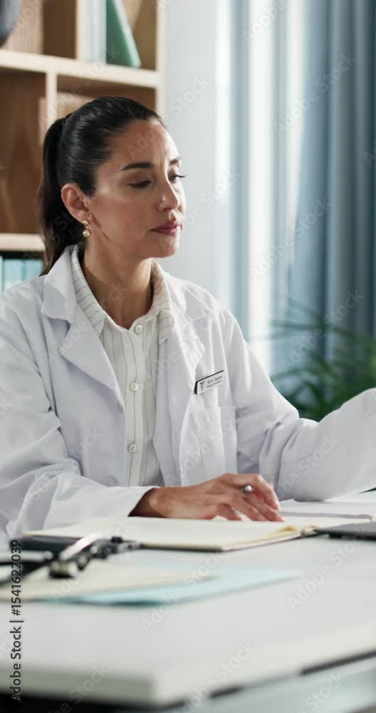 Doctor, thinking and woman with laptop for problem solving, medical solution or insight. Healthcare professional, clinic and reflection with decision for planning treatment, reading or remove glasses Doctor, thinking and woman with laptop for problem solving, medical solution or insight. Healthcare professional, clinic and reflection with decision for planning treatment, reading or remove glasses