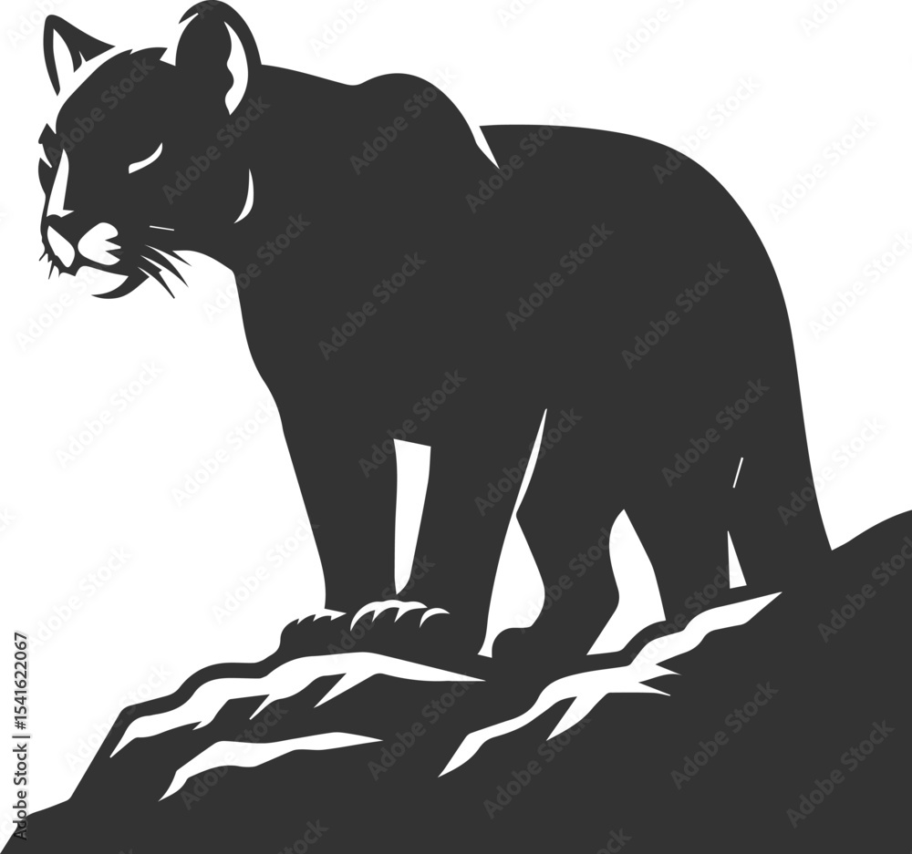 Fototapeta premium Wild animal cougar vector illustration silhouette