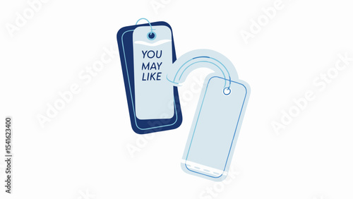 Two hanging tags with one displaying the text you may like in a simple and clean design style