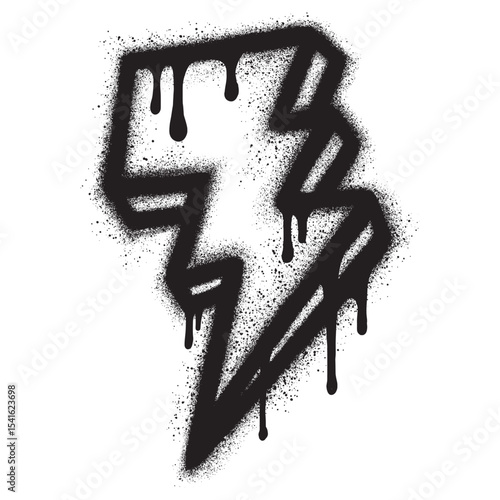 Spray Painted Graffiti lightning Sprayed isolated with a white background.