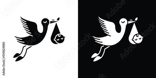 Stork with baby icon Vector scalable graphics