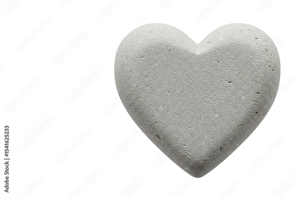 Obraz premium A heart of stone on a white background. Space for text.