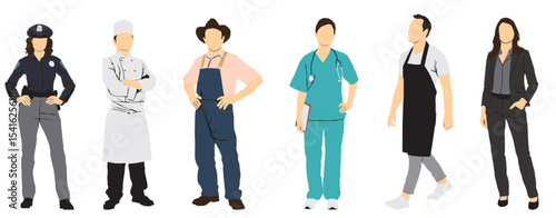 group of different occupation people isolated