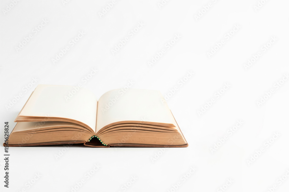 An open old book with blank pages. Space for text. An open old book with blank pages. Space for text.