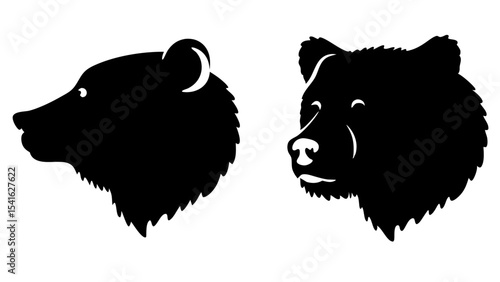Black bear head silhouette vector illustration grizzly bear brown bear drawing