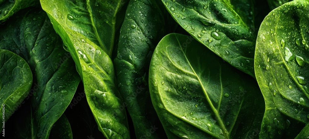 Fototapeta premium The vibrant green leaves glistening with water droplets after rainfall