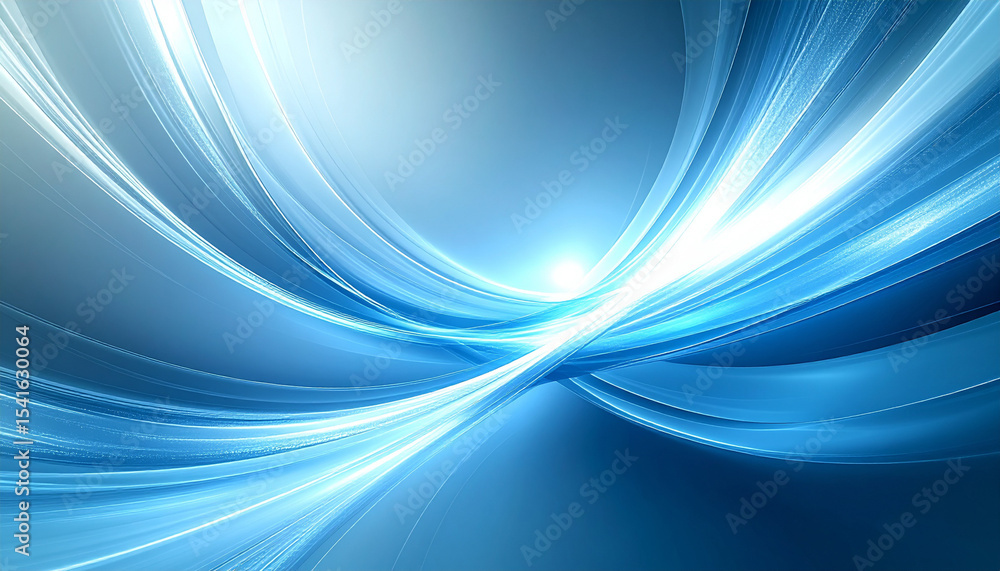 Naklejka premium 未来感あふれる青の光の曲線背景