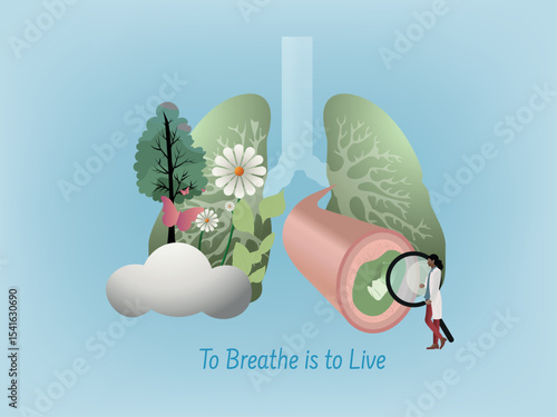 Doctor studying lungs affected by cystic fibrosis and genetic disease