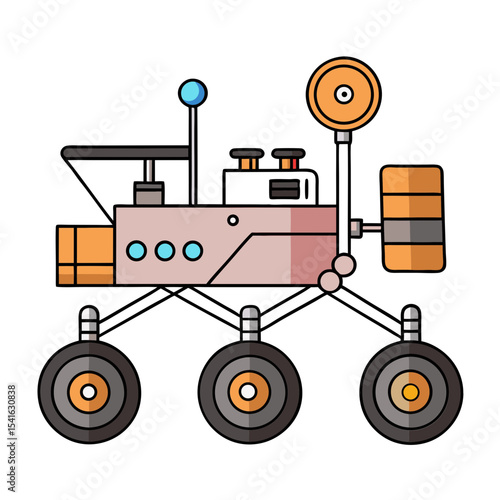 Colorful Cartoon Mars Rover Illustration on a White Background Space Exploration