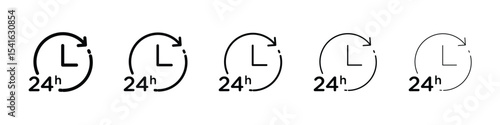 24 Hrs icon logo in stroke lines collection