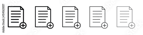 Add document icon logo in stroke lines collection