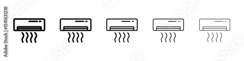 Air conditioner icon logo in stroke lines collection