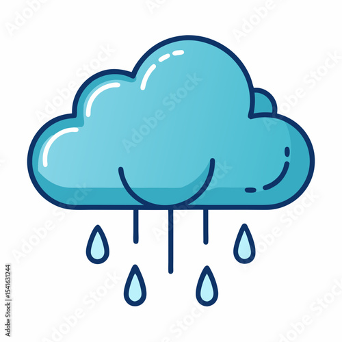 Stylized illustration of a blue cloud with rain falling from its base