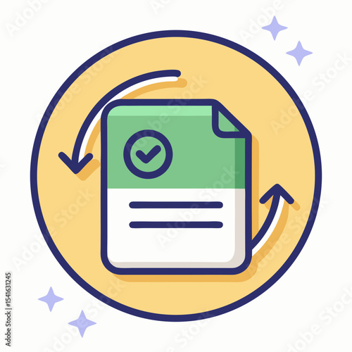 Document workflow icon with a checkmark, suggesting completion or approval process