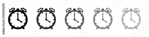 Alarm clock icon logo in stroke lines collection