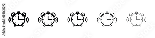 Alarm clock icon logo in stroke lines collection