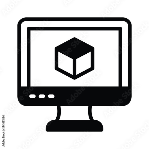 Premium glyph icon showing digital modelling process