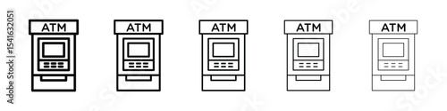 Atm icon logo in stroke lines collection