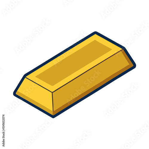 Stylized gold bar bullion illustration with dark outline on white backdrop