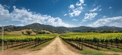 Wallpaper Mural The picturesque vineyard pathway leading through lush green fields under a blue sky. Torontodigital.ca
