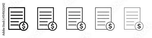 Bank statement icon logo in stroke lines collection