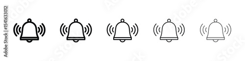 Bell ring icon logo in stroke lines collection