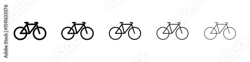 Biking mountain icon logo in stroke lines collection