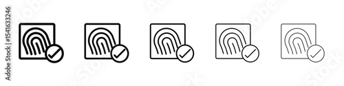 Biometric security icon logo in stroke lines collection