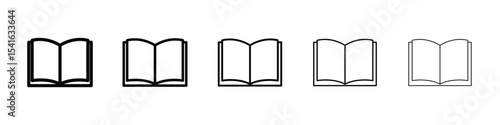 Book open icon logo in stroke lines collection