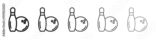 Bowling icon logo in stroke lines collection