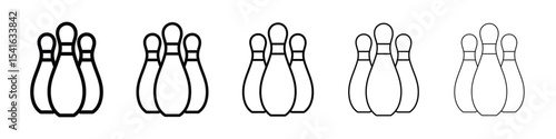 Bowling pins icon logo in stroke lines collection