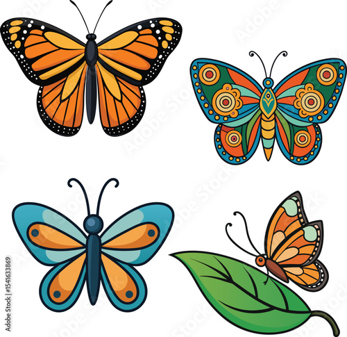 Detailed Butterfly Vector Collection - Monarch, Decorative, and Realistic Styles for Nature, Wildlife, and Elegant Designs