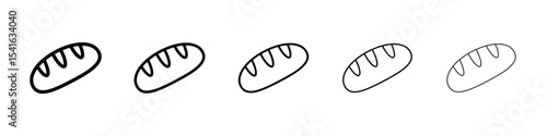 Bread loaf icon logo in stroke lines collection